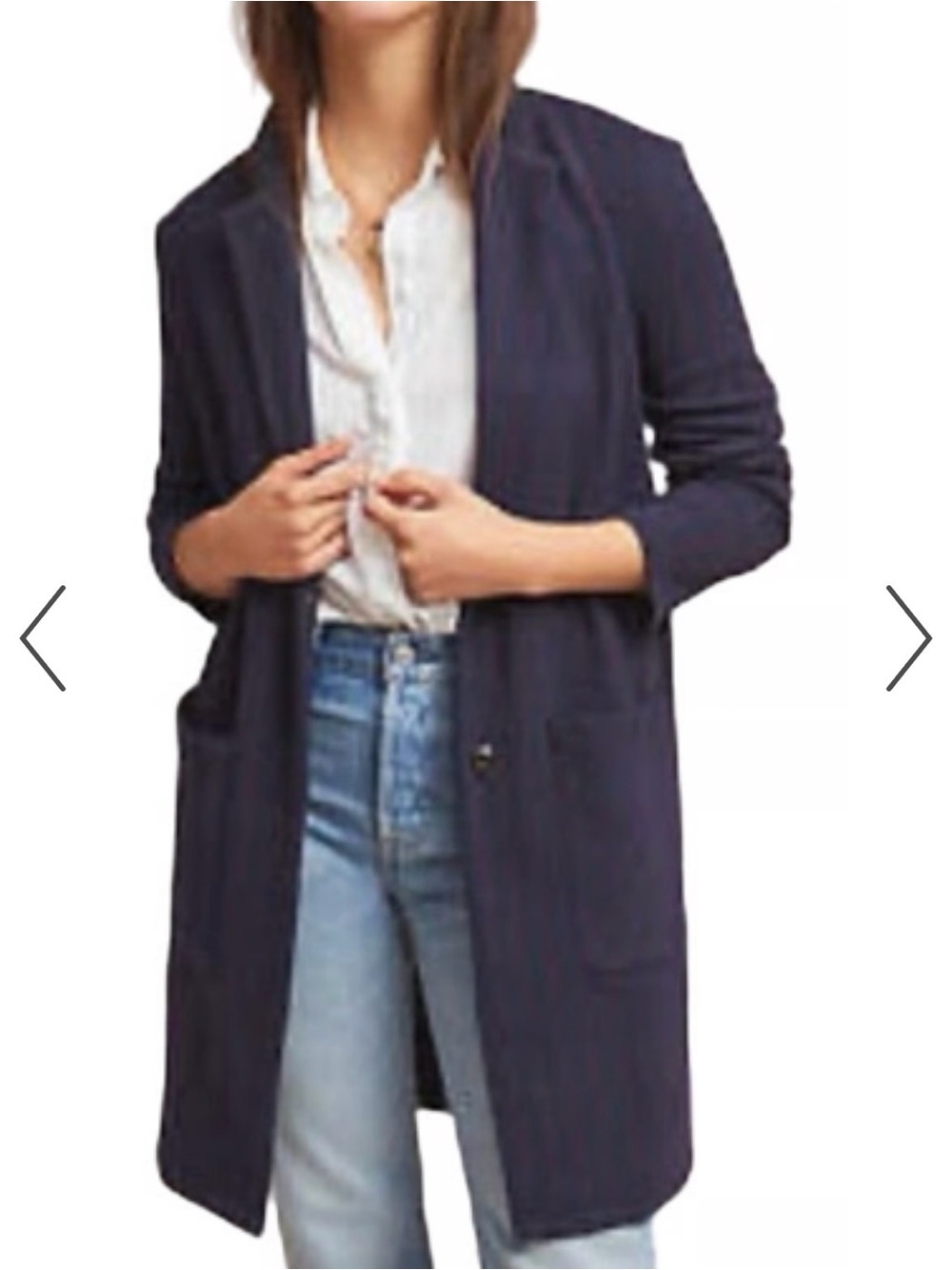 Anthropologie Harlyn Navy Long Open-Front Cardigan